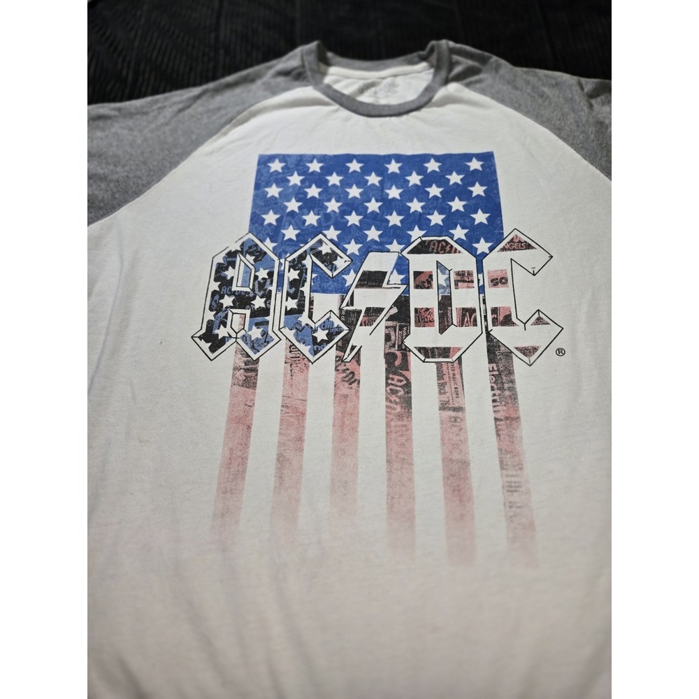 ACDC American T-Shirt Red White Blue, Unisex Tee Gray 2 XL